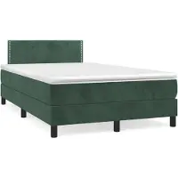 Syfax Boxspringbett mit Matratze Dunkelgrün 120x200 cm Samt