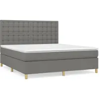 Syfax Boxspringbett mit Matratze Dunkelgrau 160x200 cm Stoff
