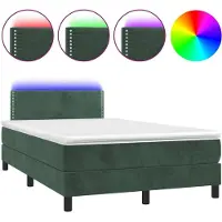 Syfax Boxspringbett mit Matratze & LED Dunkelgrün 120x200 cm Samt