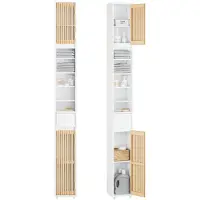 SoBuy Badezimmerschrank Hochschrank für kleine Bäder mit verstellbaren Einlegeböden Platzsparender Schmal Badschrank für Waschbecken Weiß BZR34-BW