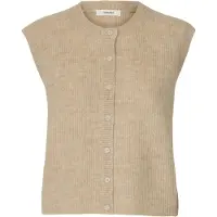 Selected Damen Pullover & Cardigans Slflulu Sl Button O-neck Vest - Beige - Größe XL