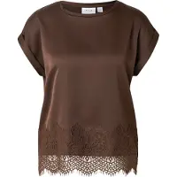 Vila Ellette Full Satin Lace Top Kurzarm-bluse