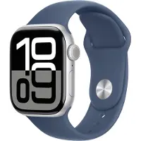 Apple Watch Series 10 GPS + Cellular 42mm - Silver Aluminium Case with Denim Sport Band - S/M