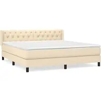Syfax Boxspringbett mit Matratze Creme 160x200 cm Stoff