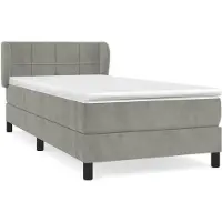 Syfax Boxspringbett mit Matratze Hellgrau 90x190 cm Samt