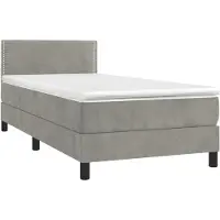 Syfax Boxspringbett mit Matratze Hellgrau 90x200 cm Samt