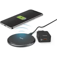 Hama QI-FC10, Drinnen, AC, USB, Kabelloses Aufladen, 1 m, Schwarz