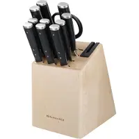 KitchenAid Messerblock "Gourmet" 11 Stk. Messerr japanischer Stahl, Schärfer,Birkenholzblock, inkl. 1 Schere