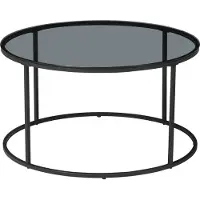 En.casa Couchtisch Kolari 45 x 80 cm Beistelltisch Wohnzimmertisch Glastisch Sofatisch rund Rauchglas 4 mm Schwarz