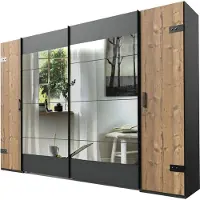 Wimex Stockholm Schwebetürenschrank Graphit/Silver Fir mit Spiegel