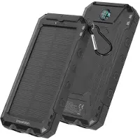 IMoshion Solar Powerbank mit Solarpanel – Schnellaufladung und Stromversorgung – 10.000 mAh – Schwarz