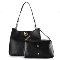 U.S. POLO ASSN. Schultertasche Jones Hobo With Extra Bag Black schwarz