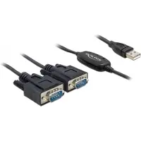 DeLOCK 2x RS232/USB 2.0, Schwarz
