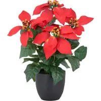 Creativ Green Kunstblume "Weihnachtsstern", rot, H:23cm, Polyester, Kunstpflanzen, Kunstblume, mit üppiger Blütenpracht