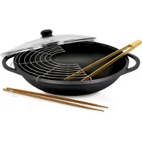 Karl Krueger Karl Krüger SCO11 Aluguss-Wok Leipzig mit Glasdeckel und Zubehör - 36 cm