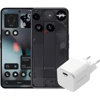 Nothing Tech Nothing Phone (3) 512GB Schwarz 5G + BlueBuilt Ladegerät mit USB-C-Port 45 W Weiß