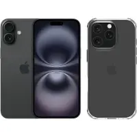 Apple iPhone 16 128GB Schwarz + BlueBuilt Protective Backcover Transparent