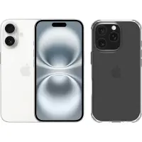 Apple iPhone 16 128GB Weiß + BlueBuilt Protective Backcover Transparent