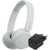 Sony WH-CH520 Weiß + BlueBuilt Quick-Charge-Ladegerät mit USB-A-Port 18 W Schwarz