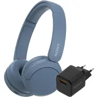 Sony WH-CH520 Blau + BlueBuilt Quick-Charge-Ladegerät mit USB-A-Port 18 W Schwarz
