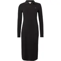 Calvin Klein Ls Woven Label Johnny Collar Midi Dress Black Größe: S | Blusenkleider Outlet | Damen | Schwarz