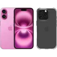 Apple iPhone 16 128GB Rosa + BlueBuilt Protective Backcover Transparent