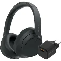 Sony WH-CH720N Schwarz + BlueBuilt Quick-Charge-Ladegerät mit USB-A-Port 18 W Schwarz