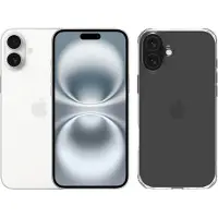Apple iPhone 16 Plus 128GB Weiß + BlueBuilt Protective Backcover Transparent