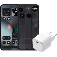 Nothing Tech Nothing Phone (3) 256GB Schwarz 5G + BlueBuilt Ladegerät mit USB-C-Port 45 W Weiß