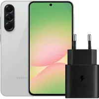 Samsung Galaxy A56 128GB Grau 5G + Ladegerät 25 Watt Schwarz