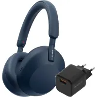 Sony WH-1000XM5 Blau + BlueBuilt Quick-Charge-Ladegerät mit USB-A-Port 18 W Schwarz