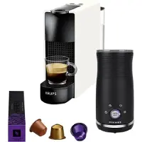 Krups Nespresso Essenza Mini XN1101 Weiß + Pierre Milchaufschäumer