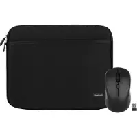 BlueBuilt Laptophülle Breite 37 cm 15-16 Zoll S Schwarz + kabellose Nexum Maus