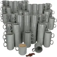 MamboCat 120er Set EVENT stapelbare Kaffeebecher GRAU Porzellan 250 ml
