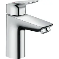 Hansgrohe Logis Waschtischmischer, CoolStart, ComfortZone100, Zugstangen Ablaufgarnitur, Ausladung 108mm, 71102000, Farbe: Chrom