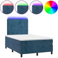 Syfax Boxspringbett mit Matratze & LED Dunkelblau 120x200 cm Samt