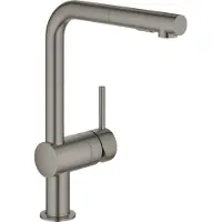 GROHE Minta, Standard, Gebürsteter Stahl, Graphit, Hebelgriffe, Einzelbild, 1/2", Spray, Stream