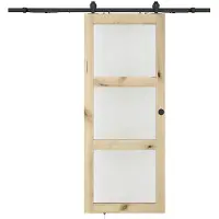 Vente-unique Wandschiebetür aus Holz und gehärtetem Glas - 3 Fenster - H 205 x B 83 cm - ACOSTA II