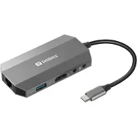 Sandberg USB-C 6-in1 Travel Dock, Kabelgebunden, USB 3.2 Gen 1 (3.1 Gen 1) Type-C, 100 W, 10,100,1000 Mbit/s, Grau, MMC, MicroSD (TransFlash), SD, SDHC, SDXC