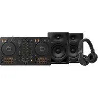 Pioneer DJ DDJ-FLX4 + DJ HDJ-CUE1 + DJ DM-50D Schwarz