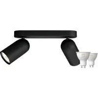 Philips Pongee Aufbauspot - 2 Spots - Schwarz + Hue White Ambiance GU10 (2x)