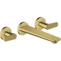 Hansgrohe AXOR Citterio C 3-Loch Wannenarmatur Unterputzmodell für Wandmontage, Cubic cut, 49483990, Farbe: Polished Gold Optic