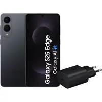 Samsung Galaxy S25 Edge 256GB Schwarz 5G + Ladegerät 25 Watt Schwarz