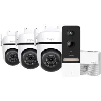 TP-LINK Tapo C520WS 3er-Pack + Smart Battery Video Doorbell D230S1