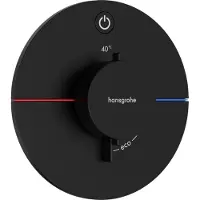 Hansgrohe ShowerSelect Comfort S Thermostat, Unterputz, 1 Verbraucher, runde Rosette, mit Taste, 15553670, Farbe: Mattschwarz