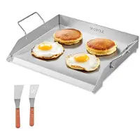Vevor Grillplatte Grillpfanne aus Edelstahl universelle rechteckige Platte (448 x 370 mm) mit flacher Oberseite