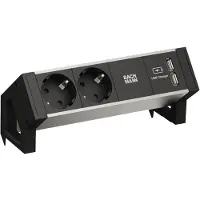 Bachmann DESK 2 ALU BLACK - Steckdosenleiste - Wechselstrom 250 V - Eingabe, Eingang GST18i3 - Ausgangsanschlüsse: 2 (2
