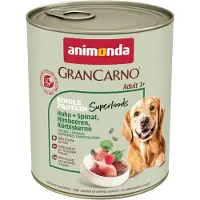 Animonda GranCarno Adult Single Protein Superfoods 6 x 800 g - Huhn + Spinat, Himbeeren, Kürbiskerne