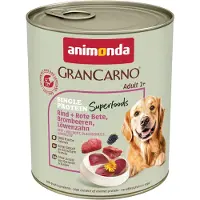 Animonda GranCarno Adult Single Protein Superfoods 6 x 800 g - Huhn + Spinat, Himbeeren, Kürbiskerne