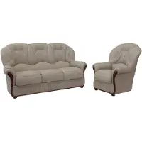 Vente-unique Ledersofa 3-Sitzer & Ledersessel - Büffelleder - Taupe - DAPHNE